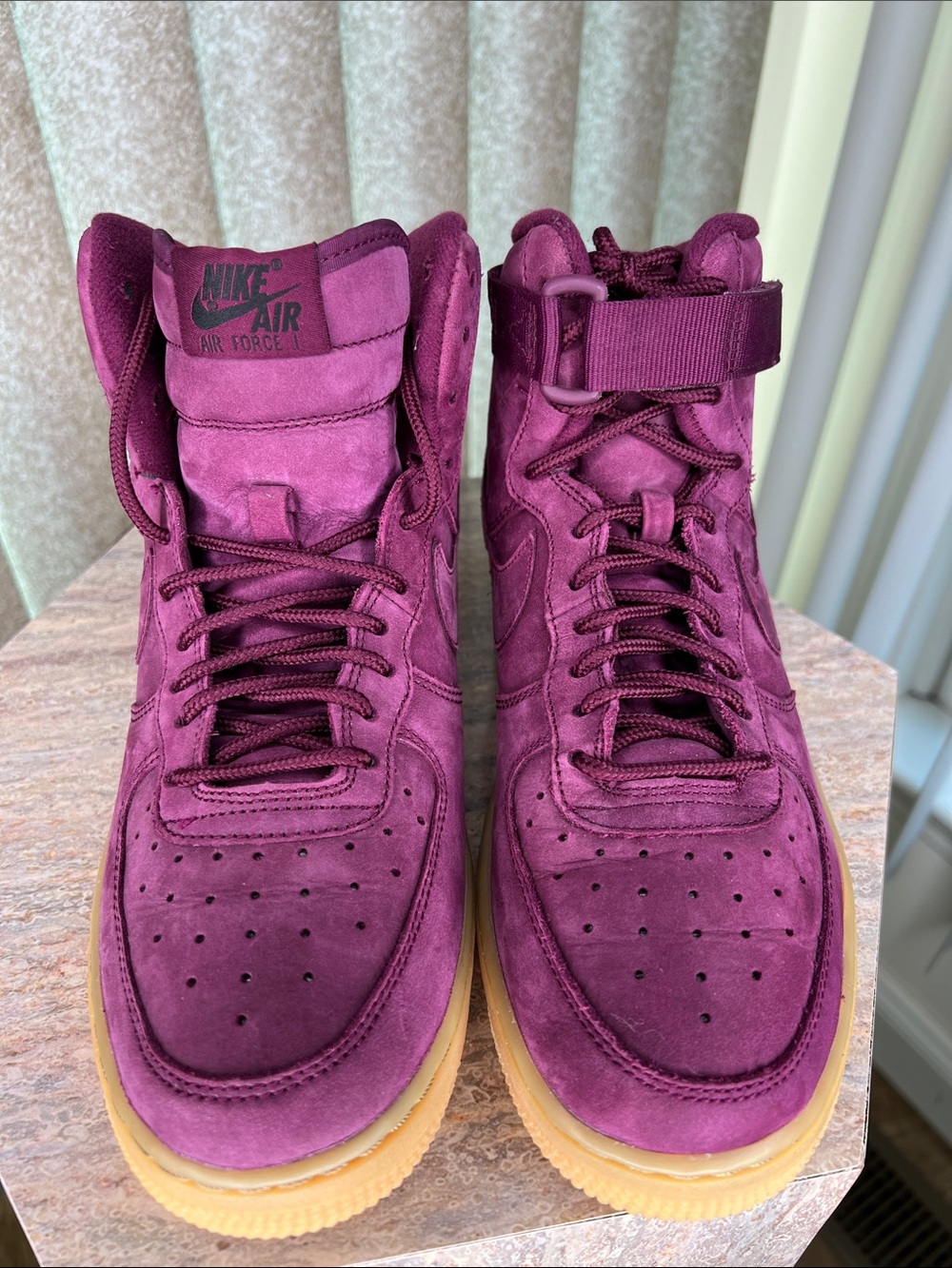 Nike Air Force 1 High Top Sneakers - Plum Suede with Gum Sole 6.5